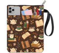 CRASPIRE Coffee Book Sleeve Brown Book Pouch Cloth Waterproof Washable Drink Teapot Notebook Paperback Bag Protector Cover with Zipper and Front Pocket for Bookish Readers Birthday Graduation Gift