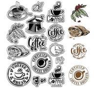 CRASPIRE Coffee Clear Stamps Coffee Bean Cup Reusable Background Postmark Transparent Silicone Stamp Seals for Journaling Card Making Decor DIY Scrapbooking Supplies Film Frame
