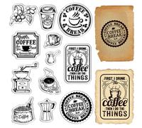 CRASPIRE Coffee Clear Stamps Coffee Bean Pot Transparent Rubber Stamps Silicone Seals Shop Journal DIY Scrapbook Photo Album Decoration Handmade Crafts Notebook Film Frame Cards Making