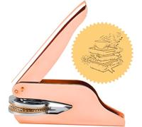 CRASPIRE Coffee Cup Book Embosser Stamp Custom 1.65" Library Teacup Flower Elegant Invitation Seal Personalized Rose Gold Stainless Steel Brass Handle Held for Graduation Birthday Envelope Napkin