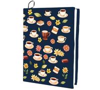 CRASPIRE Coffee Stretchable Book Cover Flower Floral Washable Reusable Large Nylon Book Sleeve Book Protector Elastic Notebook Wraps for Hardcover Books Textbook Gift