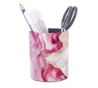 CRASPIRE Colorful Marble Pink Pattern Imitation Leather Pen Holder Women Cup Pencil Organizer Desk Plastic Round Desktop Box 3.94×3.15 inch Container Storage Office Home Decorative Pottubular Penrack