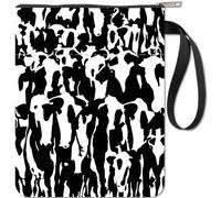 CRASPIRE Cow Pattern Background Book Sleeve with Zipper Pocket Book Lovers Gifts Hardcover Paperbacks Waterproof Pouch Bag Protector Case Cover for Women Friends Readers Librarian Graduation