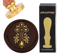 CRASPIRE Cross Wax Seal Stamp Gothic Sealing Wax Stamps 30mm Retro Vintage Removable Brass Stamp Head with Rosewood Handle for Halloween Christmas Easter Decor Wine Bottle Envelope Greeting Card