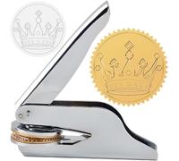 CRASPIRE Crown Embossing Seal Stamp Book Ex Libris Library 1.6in Stainless Steel Stamper Hand Held Embosser Bookish Teacher Notary for Official Graduation Gift Envelope Wedding Invitation Paper Napkin