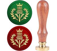 CRASPIRE crown wax seal stamp 25mm thistle flower plant Sealing Wax Stamps Retro Wood Stamp Removable Brass Head for Wedding Invitations Envelopes Halloween Christmas Thanksgiving Gift Packing