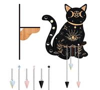 CRASPIRE Cute Wall Shelf Black Cat Wooden Crystal Shelf with 3 Crystals Stones Wall Mounted Crystal Display Shelf Decorative Crystal Wall Shelf Crystal Organizer Floating Shelves for Room Decor