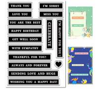CRASPIRE Daily Language Clear Rubber Stamps Reusable THANK YOU LOVE YOU Text Sentiment Blessing Greeting Words Transparent Silicone Stamp Seals for Journaling Card Making Decor DIY Scrapbooking