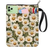 CRASPIRE Daisy Book Sleeve Flower Book Covers Botanical Floral Book Protector for Hardcover Washable Cloth Fabric Notebook Cover with Zipper and Extra Pocket Pouch for Paperback Book Lovers Gifts