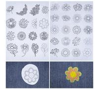 CRASPIRE Daisy Flowers Water Soluble Embroidery Stabilizers Hand Sewing Stick and Stitch Transfers Paper Wash Away Pre-Printed Self Adhesive Patterns for Bags Cloth Sewing Lovers Beginner Needlework