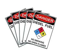 CRASPIRE Danger Diesel Fuel Sticker 5-Pack Danger Diesel Fuel No Smoking No Open Flames Sign 7"X10" Danger/Warning Signs Stickers Self Adhesive Vinyl Sticker for Indoor Outdoor Driveway Workplace