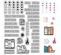 CRASPIRE Diary Journal Clear Stamp for Card Making Star Rating Reading Books Words Silicone Transparent Rubber Stamps Reusable Crafting DIY Scrapbooking Photos Album Decorative Stamp