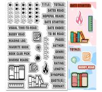 CRASPIRE Diary Journal Reading Clear Stamp for Card Making Rating Star Review Books Rubber Silicone Reusable Transparent Seal for Journaling DIY Craft Scrapbooking Embossing Album Photo Decoration