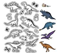 CRASPIRE Dinosaur Clear Stamps Bones Paw Prints Dinosaur Eggs Reusable Retro Transparent Silicone Stamp Seals for Photo Album Decorative Journaling Card Making DIY Scrapbooking