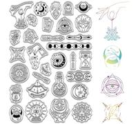 CRASPIRE Divination Clear Stamp Moon Phase Rubber Stamps Gothic PVC Reusable Magic Witch's Hand Tarot Card Transparent Silicone Stamp Seals for Journaling Card Making Decor DIY Scrapbooking Supplies