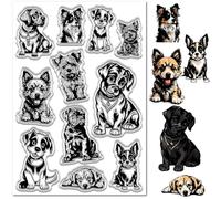 CRASPIRE Dog Clear Stamp for Card Making Corgi Border Collie Golden Retriever Rubber Silicone Reusable Transparent Seals for Journaling Gift DIY Scrapbooking Embossing Album Photo Craft Decor Supplies
