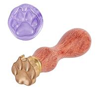 CRASPIRE Dog Paw Print 3D Wax Seal Stamp Puppy Sealing Wax Stamp Removable Brass Head Sealing Stamp with Wooden Handle for Invitations Cards Gift Wrap Scrapbooking