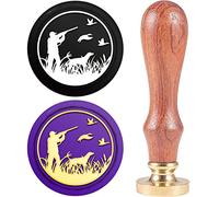 CRASPIRE Dog Wax Seal Stamp 25mm Bird Grass Sealing Wax Stamps Retro Wood Removable Brass Head Hunter Hound Mallard For Wedding Invitations Envelopes Halloween Christmas Thanksgiving Gift Packing