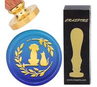 CRASPIRE Dog Wax Seal Stamps Retro Cat Animal Wreath Sealing Wax Stamp 25mm Removable Brass Head with Rosewood Handle for DIY Scrapbooking Wedding Anniversary Invitation Gift Wrap Envelopes