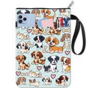 CRASPIRE Dogs Book Cover With Zipper Additional Pocket Waterproof Pocket Heart Protection Portable Rope Double Sided Cover For Books Hardcover Notebook Bible Diary Textbook Paperback