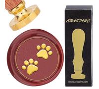 CRASPIRE Dog's Paw Wax Seal Stamp Footprint Retro Sealing Wax Stamp 25mm Removable Brass Head with Rosewood Handle for DIY Scrapbooking Wedding Invitations Envelopes Gift Wrap Envelopes Wine Packages