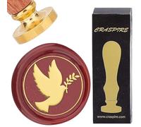CRASPIRE Dove of Peace Wax Seal Stamp Pigeon 25mm Vintage Sealing Wax Stamps Removable Brass Head with Wooden Handle for Wedding Birthday Christmas New Year Party Envelopes Invitations Gift Packing