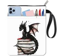 CRASPIRE Dragon Book Covers Pocket Book Protector Washable Fabric Book Cover with Zipper and Extra Pocket for Book Lovers Gifts for Classmates