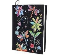 CRASPIRE Dragonfly Stretchable Book Cover Flower Black Washable Reusable Large Nylon Book Protector Elastic Notebook Wraps Suitable for Hardcover Books Classroom Students