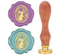 CRASPIRE Easter Egg with Rabbit Wax Seal Stamp 25mm Butterfly Plant Sealing Wax Stamps Retro Rosewood Handle Removable Brass Head for Easter Party Wedding Invitations Thanksgiving Gift Packing