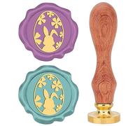 CRASPIRE Easter Egg with Rabbit Wax Seal Stamp 25mm Flower Sealing Wax Stamps Retro Rosewood Handle Removable Brass Head for Easter Party Wedding Invitations Christmas Thanksgiving Gift Packing