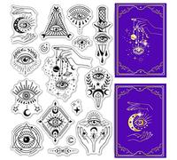 CRASPIRE Egypt Eye Mystic Silicone Clear Stamps for Card Making Tarot Egypt Mystery Gothic DIY Scrapbooking Transparent Rubber Seals Stamp Greeting Words Journaling Crafting Supplies 4.3 x 6.3inch