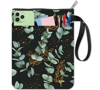 CRASPIRE Eucalyptus Leaf Book Cover Botanical Cloth Book Sleeve 11x8.7inch Zipper Front Pocket Washable Fabric Pouch Protector for Readers Accessories Hardcover Textbook