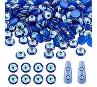 CRASPIRE Evil Eye Nail Charms 200pcs Resin Cabochons 6mm Blue Evil Eye Beads 3D Nail Art Charms Pendant Decorations Jewelry Accessories for DIY Crafting Jewelry Phone Case