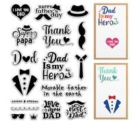 CRASPIRE Father's Day Clear Rubber Stamp Thank You Dad Love Papa Vintage Transparent Silicone Seals Stamp Retro for Journaling Card Making DIY Scrapbooking Handmade Photo Album Notebook Decor