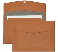 CRASPIRE File Folder PU Leather A4 Document Holder Organizer Filing Envelope Portfolio Vintage Tablet Storage Sleeve Case Snap Closure for Home Office School Brown
