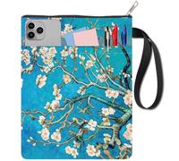 CRASPIRE Floral Book Pouch Paperback Protector Sleeves with Handle Extra Zipper Waterproof Washable 11 x 8.6in Cloth Flower Notebook Wrap Pocket Cover Bag for Paperbacks Hardcover Textbook Book Lovers