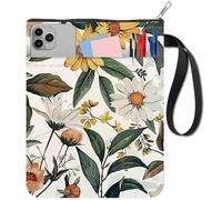 CRASPIRE Floral Book Sleeve Book Covers Flowers Colorful Cloth Plant Flower Leaves Books Notebook Paperback Protectors with Zipper and Extra Sleeve Pocket for Textbooks Classmate Students Readers