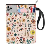 CRASPIRE Floral Book Sleeve Cover Book Covers Protectors Colorful Cloth Washable Flower Books Notebook Paperback Bag with Zipper and Extra Sleeve Pocket for Textbook Protection Teacher Classmate Women