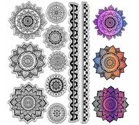 CRASPIRE Floral Clear Stamps Silicone Transparent Mandala Flower Seals Vintage Reusable for Handmade Journaling Card Photo Scrapbooking Making Decor Supplies DIY Craft