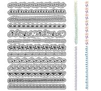 CRASPIRE Floral Lace Edge Clear Rubber Stamps Flower Leaves Border Vintage Reusable Transparent Silicone Stamp Seals for Journaling Card Making Scrapbooking Photo Album Decorative DIY Christmas