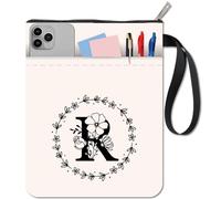 CRASPIRE Flower Book Cover Book Pouch with Zipper Extra Sleeve Pocket Washable Fabric Cloth Initial Letter R Plants Notebook Protector for Paperbacks Hardcover Reader Bookworm School Teacher Gifts