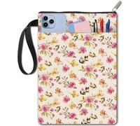 CRASPIRE Flower Book Covers Protector Pink Floral Book Sleeve for Paperbacks Washable Fabric Cloth with Zipper and Extra Sleeve Pocket for Readers Lovers Classmate Gifts