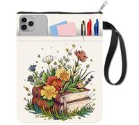 CRASPIRE Flower Book Sleeve Floral Book Cover Colorful Cloth Washable Plant Flowers Books Notebook Paperback Protector with Zipper and Extra Sleeve Pocket for Textbook Classroom Classmate Students