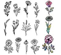 CRASPIRE Flower Clear Stamps for Card Making Wildflower Rubber Stamp Spring Scenery Reusable Transparent Stamp Seal Crafting DIY Scrapbooking Photo Album Decorations Art Flowers Background Summer