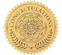 CRASPIRE Flower Congratulations Gold Foil Embossed Stickers 2" Self Adhesive Envelopes Seals Round Labels for Award Wedding Invitation Graduation Corporate Certificates Diplomas Gift Wrapping Decor