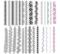 CRASPIRE Flower Leaf Lace Line Clear Rubber Stamps Border Edge Retro Vintage Reusable Transparent Silicone Stamp Seals for Journaling Card Making Scrapbooking Photo Album Decorative DIY Christmas