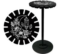 CRASPIRE Flower Pendulum Crystal Holder Moon Black Wooden Divination Dowsing Wheel Display Stand Shelf Vintage Rome Witch Stuff Organizer Rack for Stone Necklaces Witchcraft Essential Oil