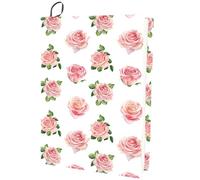 CRASPIRE Flower Stretchable Book Cover Floral Pink Rose Washable Reusable Large Nylon Book Protector Elastic Notebook Wraps Suitable for Most Hardcover Books Classroom Students