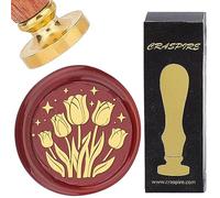 CRASPIRE Flower Wax Seal Stamp Tulip Sealing Wax Stamps Star 25mm Retro Rosewood Handle Removable Brass Head for Wedding Invitations Envelopes Halloween Christmas Thanksgiving Gift Packing