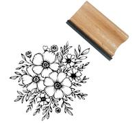 CRASPIRE Flower Wood Stamp Floral Rubber Stamps 1.6" x 1.6" Natural Wooden Reusable Vintage Spring Square Decorative Scrapbooking Small Print Seal for DIY Journaling Card Making Planner Arts Crafting